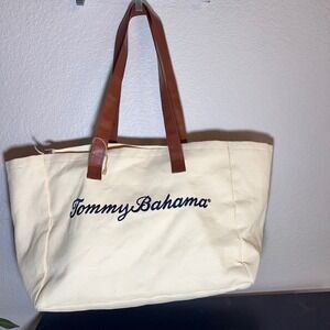 Tommy Bahama Beach Tote Bag Coated Canvas Shopper Travel Carry On